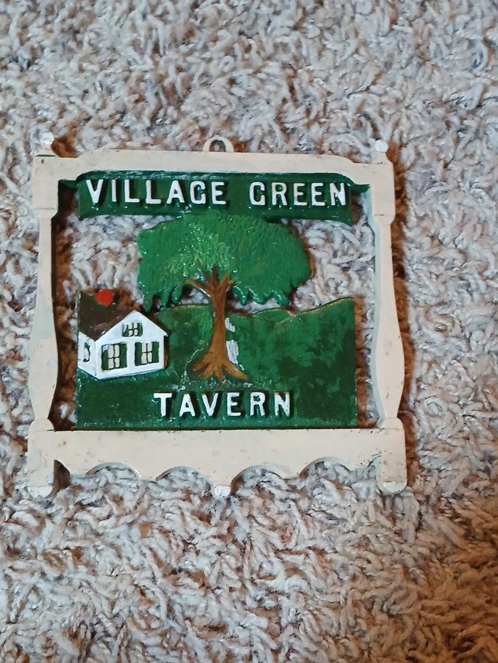 Village Green Tavern Wall Sign - Green and White Home Décor